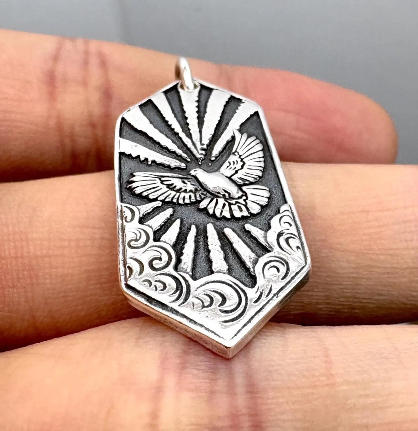 Dove Pendant: Solid Silver Wax Seal Necklace, Handmade Talisman, Liliane Ting Design