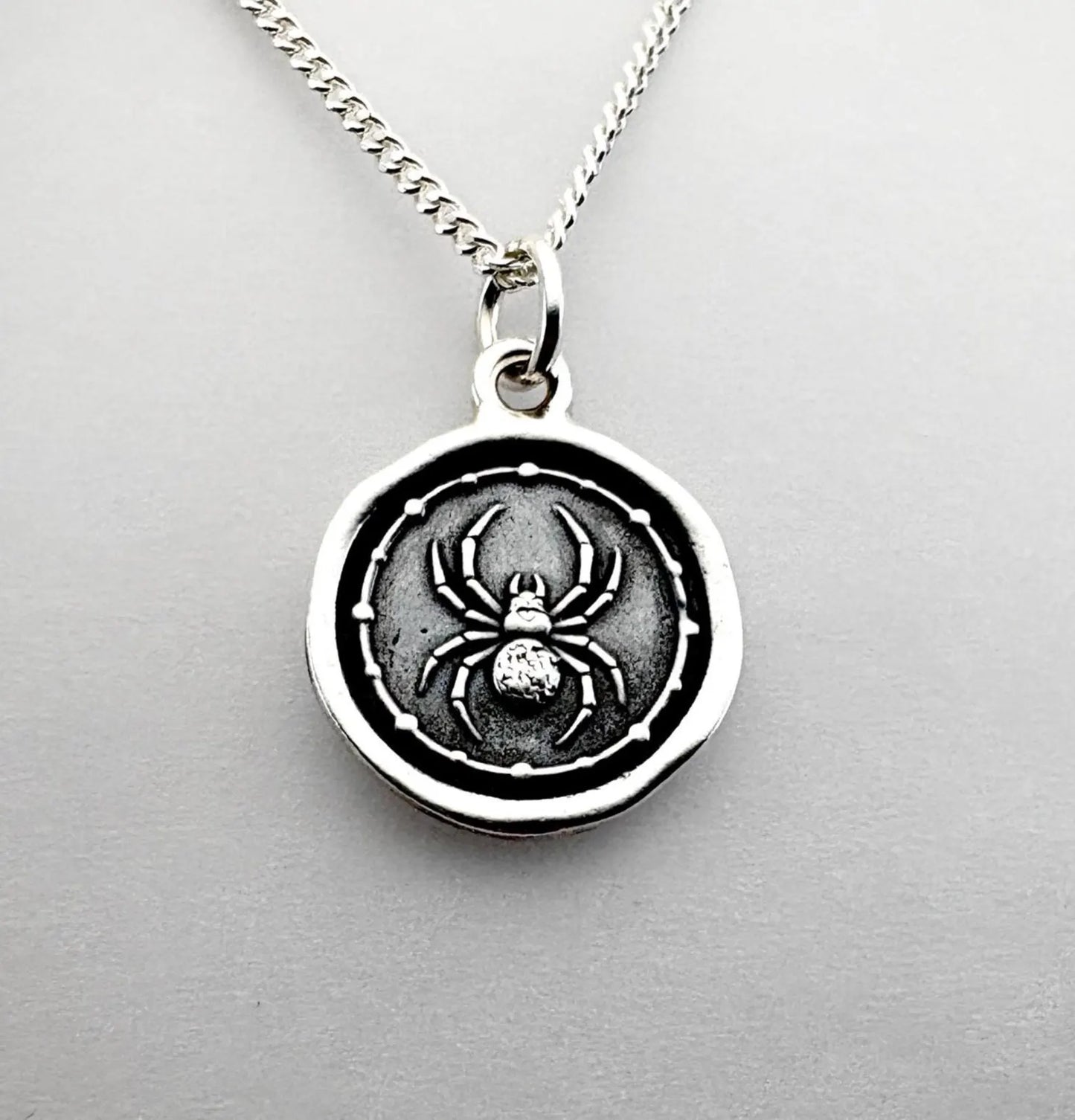 Spider Wax Seal Solid Silver Pendant: Handmade Talisman Necklace, Liliane Ting Design LilianeTing      5 out of 5 stars