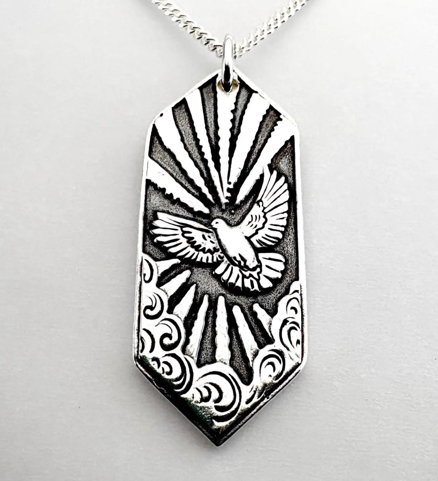Dove Pendant: Solid Silver Wax Seal Necklace, Handmade Talisman, Liliane Ting Design