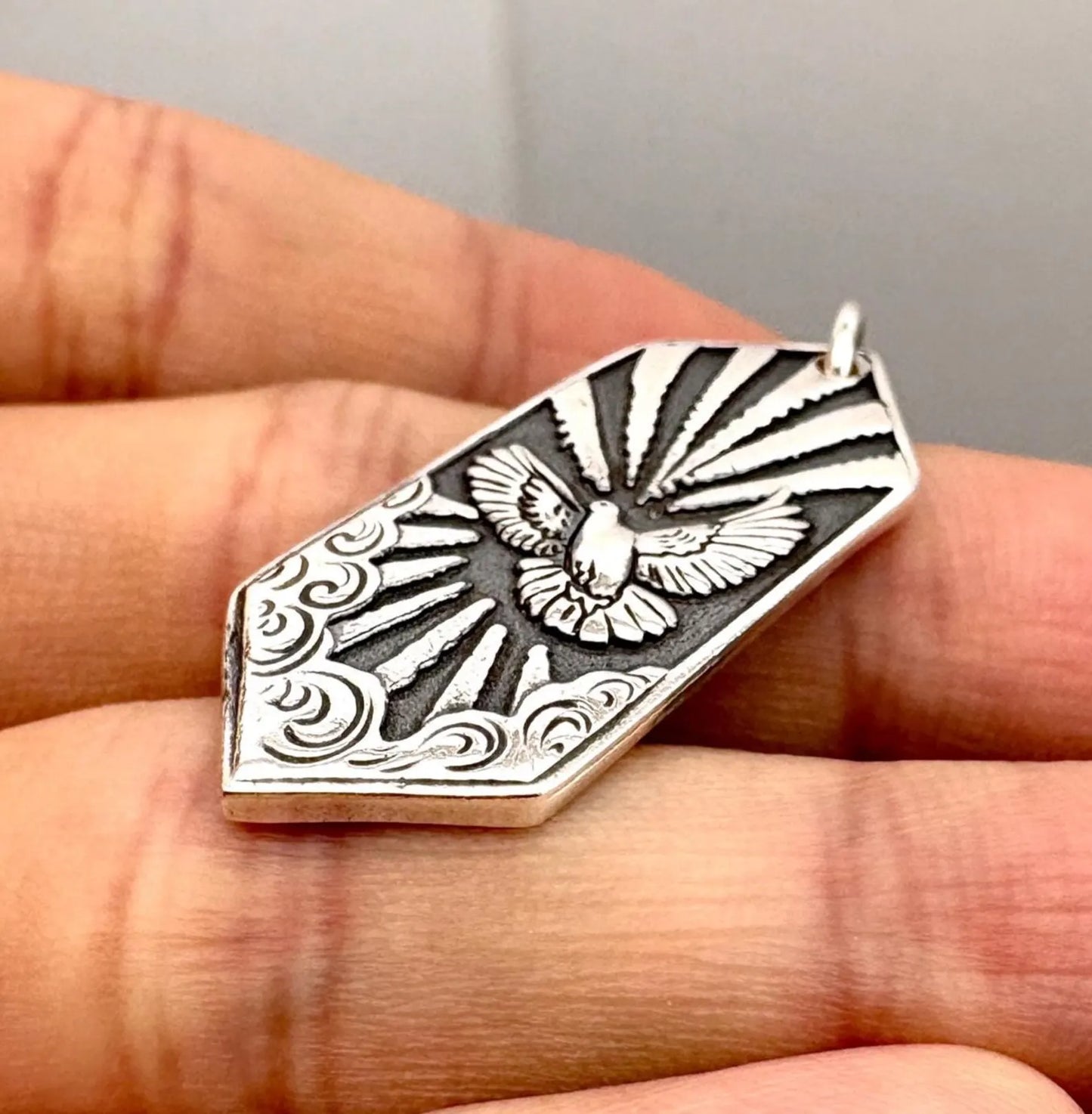 Dove Pendant: Solid Silver Wax Seal Necklace, Handmade Talisman, Liliane Ting Design