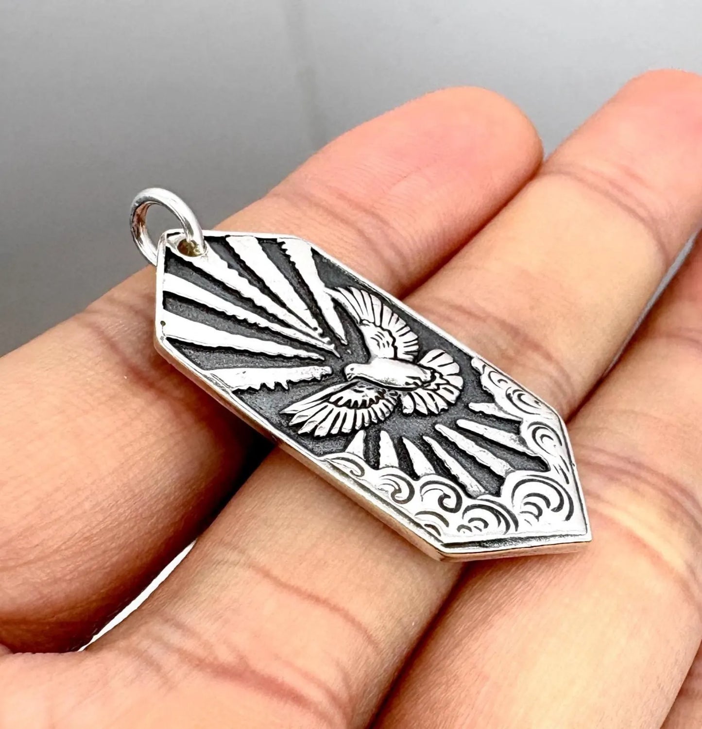 Dove Pendant: Solid Silver Wax Seal Necklace, Handmade Talisman, Liliane Ting Design