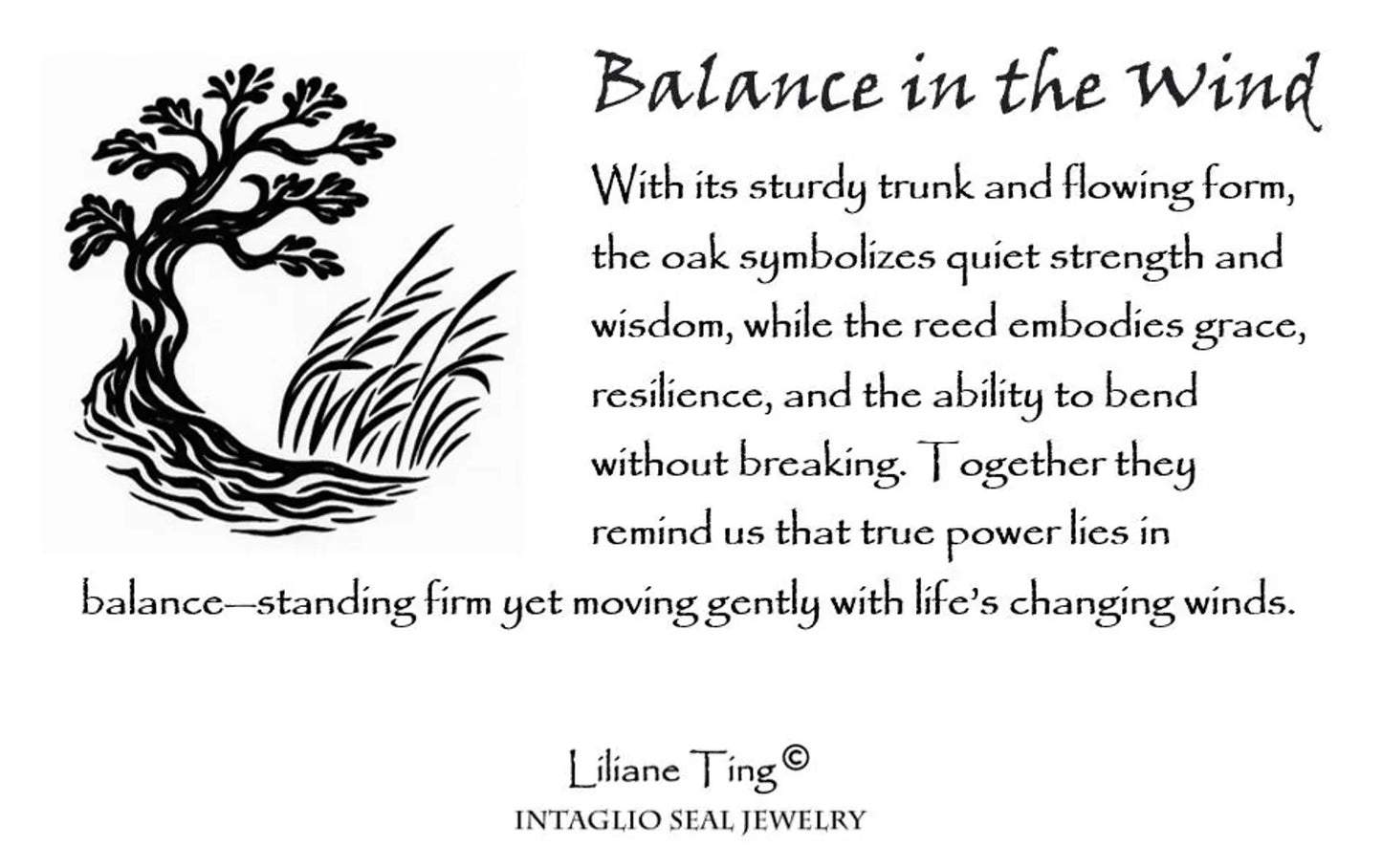 Oak & Reed Wax Seal Necklace, Solid Silver Nature Pendant, Talisman of Flexibility, Liliane Ting